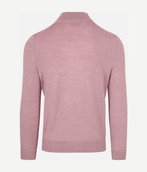 Suitable merino halve rits trui roze | Slim-fit