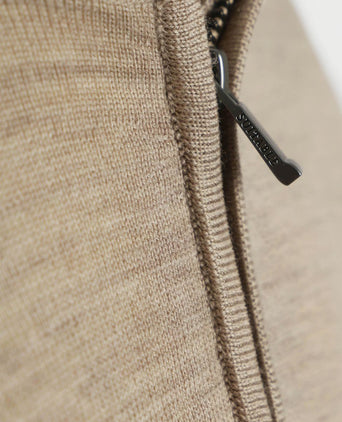 Suitable merino halve rits trui sand | Slim-fit