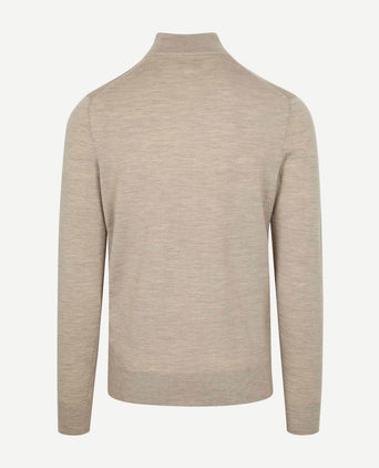 Merino halve rits trui sand