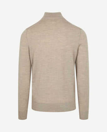 Merino halve rits trui sand
