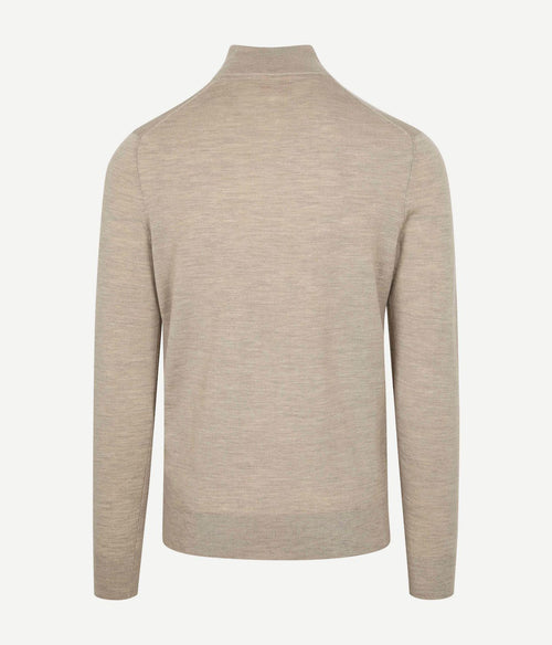 Suitable merino halve rits trui sand | Slim-fit