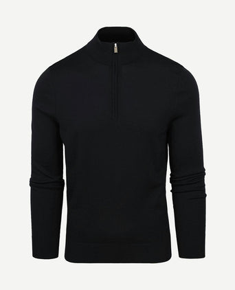 Merino halve rits trui zwart