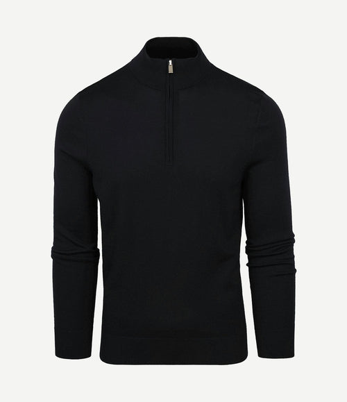 Merino halve rits trui zwart