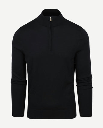 Merino halve rits trui zwart