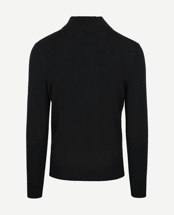 Suitable merino halve rits trui zwart | Slim-fit