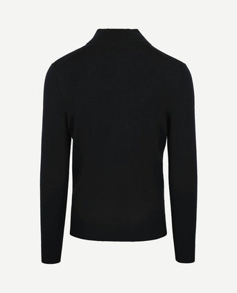 Merino halve rits trui zwart