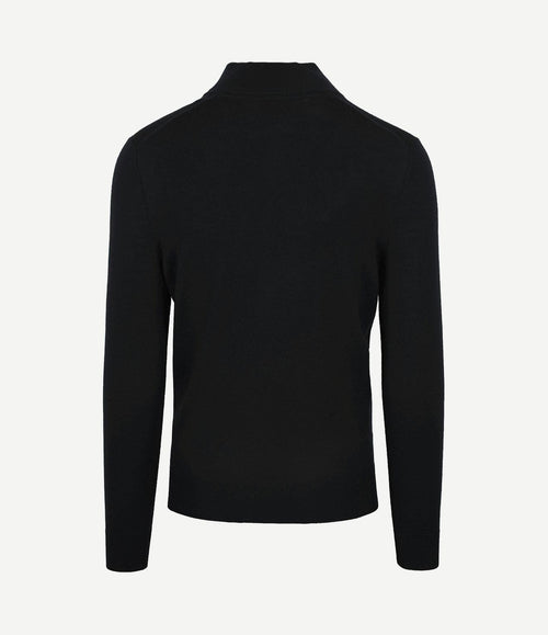 Merino halve rits trui zwart