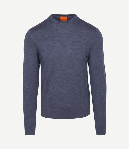 Merino pullover denim blauw