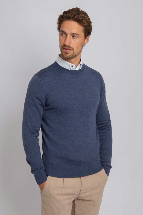 Suitable merino pullover denim blauw