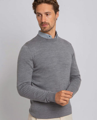 Suitable merino pullover grijs