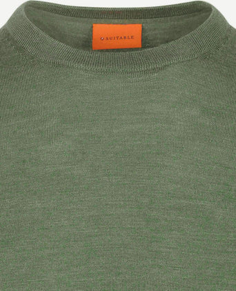 Suitable merino pullover mid groen