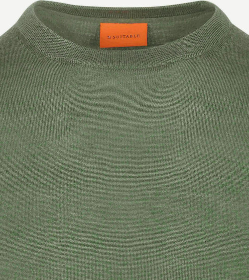 Suitable merino pullover mid groen