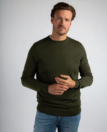 Suitable merino pullover military groen