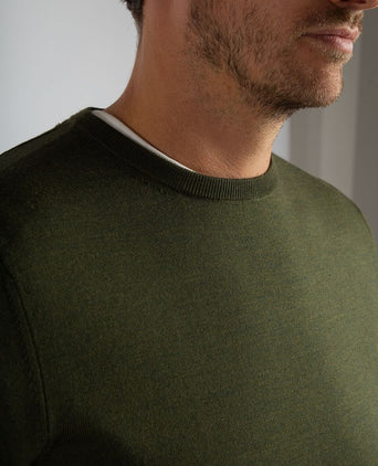 Suitable merino pullover military groen