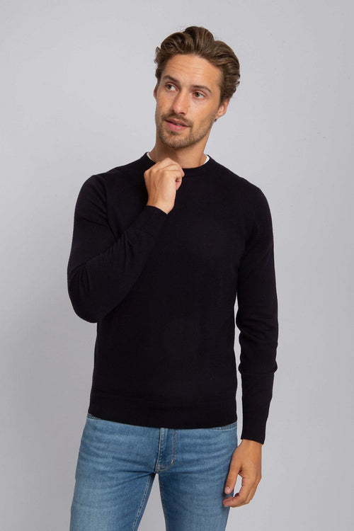 Suitable merino pullover donkerblauw