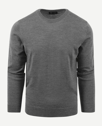 Suitable merino pullover ronde hals antraciet