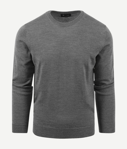Suitable merino pullover ronde hals antraciet