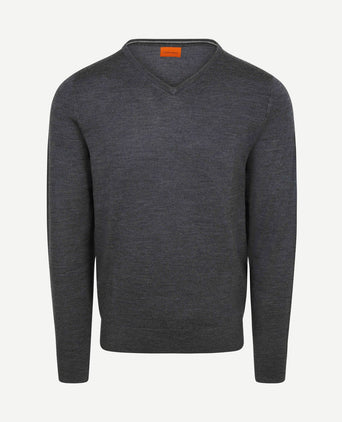 Merino pullover v-hals antraciet