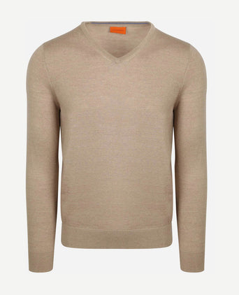 Merino pullover v-hals beige