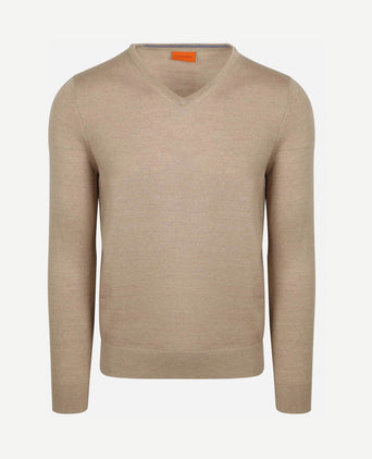 Merino pullover v-hals beige