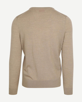Suitable merino pullover v-hals beige | Slim-fit