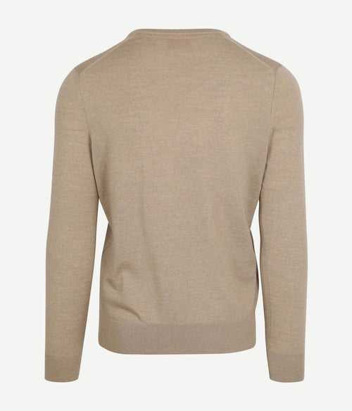 Suitable merino pullover v-hals beige | Slim-fit