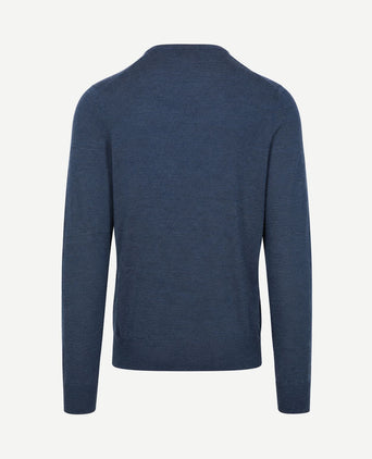 Merino pullover v-hals denim blauw