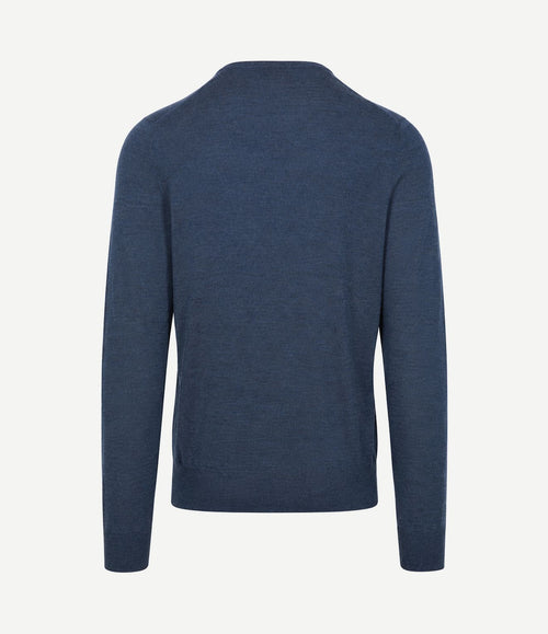 Merino pullover v-hals denim blauw