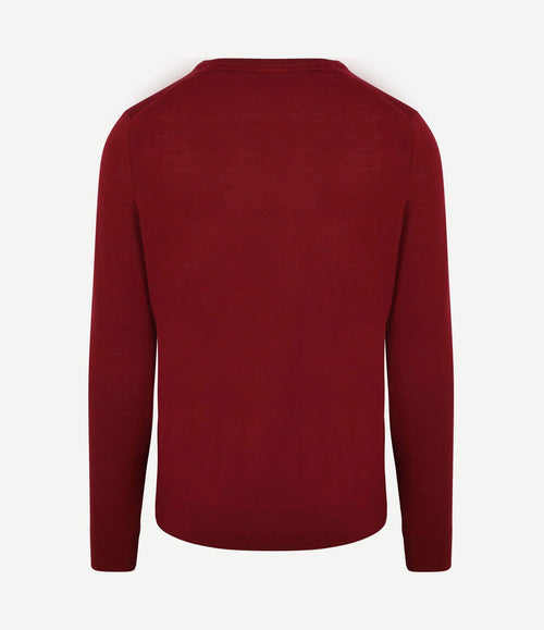 Merino pullover v-hals donkerrood