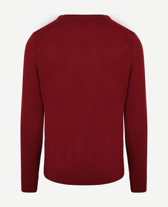 Merino pullover v-hals donkerrood