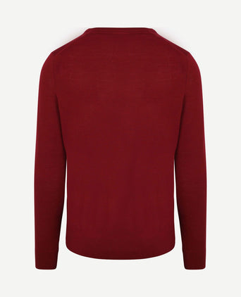 Merino pullover v-hals donkerrood