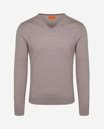 Merino pullover v-hals greige