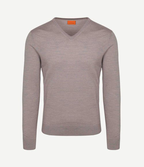 Merino pullover v-hals greige