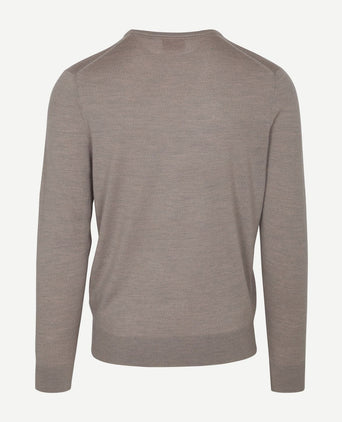 Suitable merino pullover v-hals greige | Slim-fit