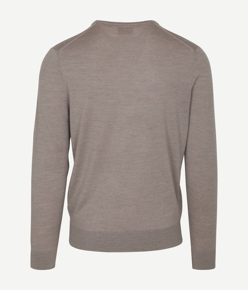 Suitable merino pullover v-hals greige | Slim-fit