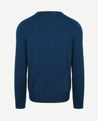 Merino pullover v-hals indigo blauw