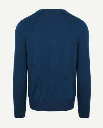 Suitable merino pullover v-hals indigo blauw | Slim-fit