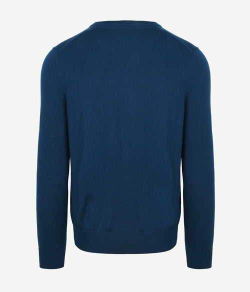 Suitable merino pullover v-hals indigo blauw | Slim-fit