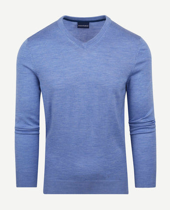 Merino pullover v-hals lichtblauw