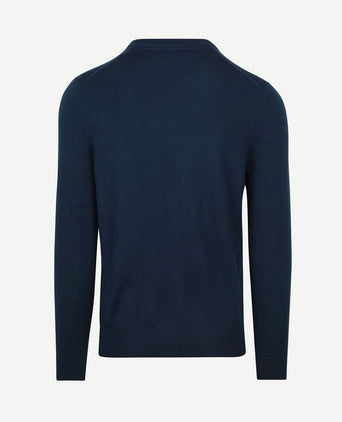 Merino pullover v-hals donkerblauw