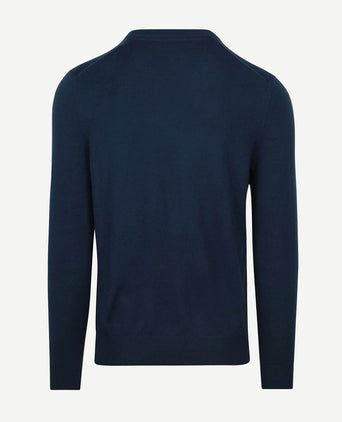 Suitable merino pullover v-hals donkerblauw | Slim-fit