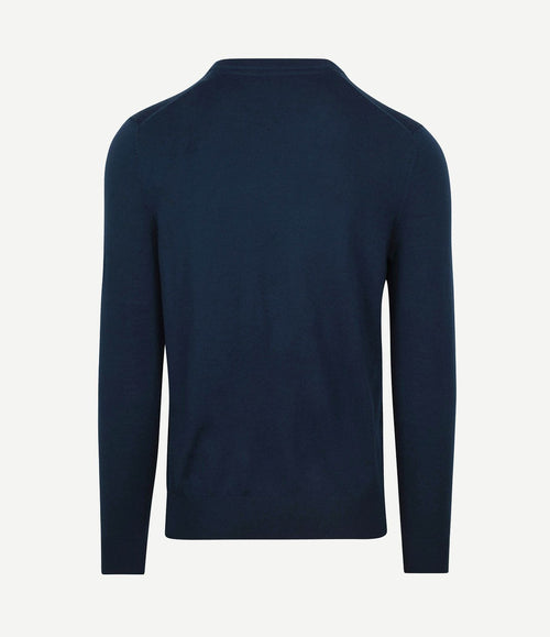 Merino pullover v-hals donkerblauw