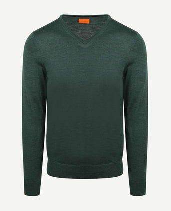 Suitable merino pullover v-hals racing groen | Slim-fit