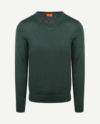 Merino pullover v-hals racing groen