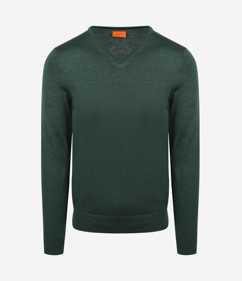 Merino pullover v-hals racing groen