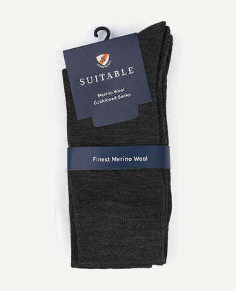 Suitable merino sokken antraciet (2-pack)