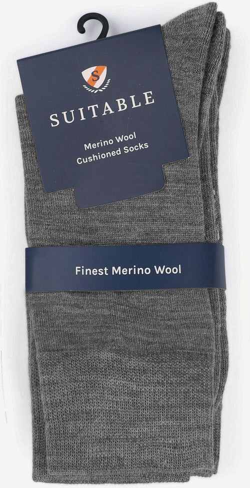 Suitable merino sokken grijs (6-pack)