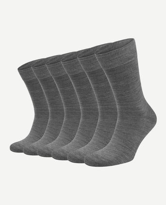 Merino sokken grijs (6-pack)