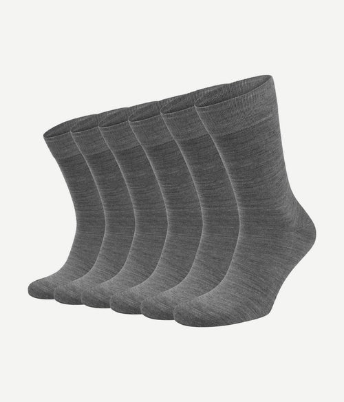 Merino sokken grijs (6-pack)