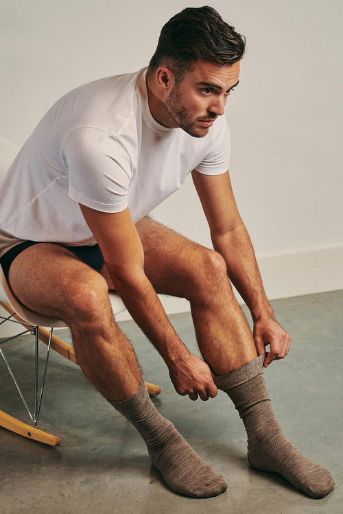 Suitable merino sokken taupe (2-pack)